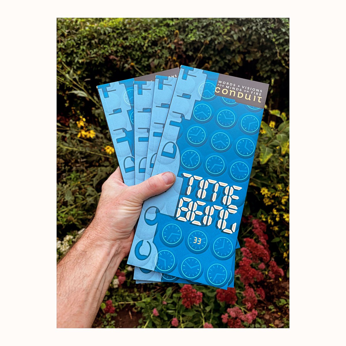 TIME BEING, issue #33, punches the clock. Order a copy before it’s too late. conduit.org/issue-33