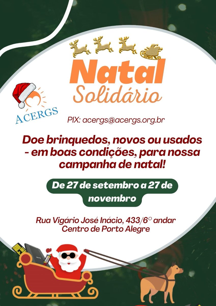 ACERGS's tweet image. Natal Solidário ACERGS. Participe da nossa campanha de natal.
