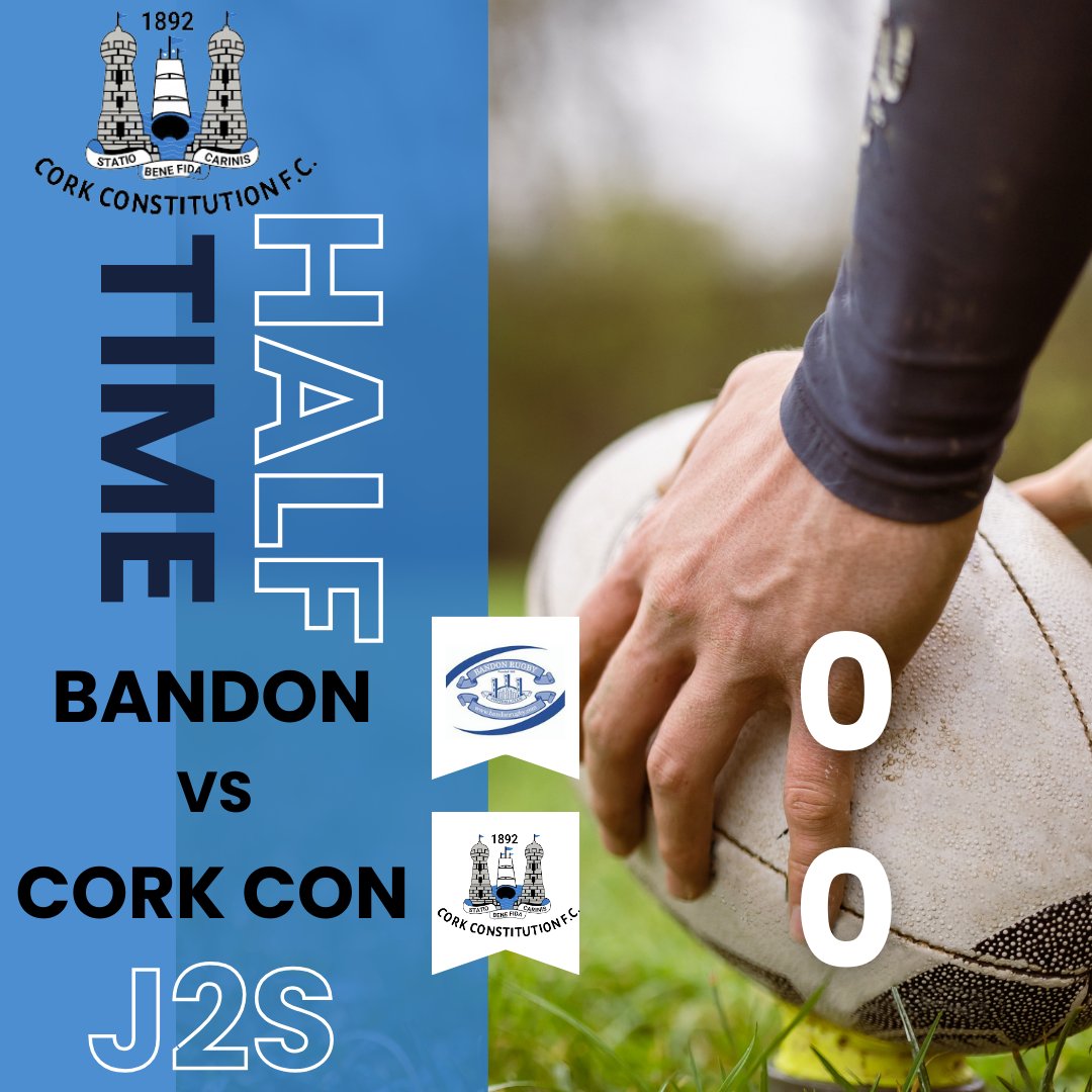 HALF TIME ✨️ 0 - 0 

HALF Time in the Dennehy Cup Final against @bandonrugby and the score is nill all!! 

Looking forward to seeing what comes of the second half of the match here at Highfield! 

#CorkConJ2s #DennehyCup #rugby4life