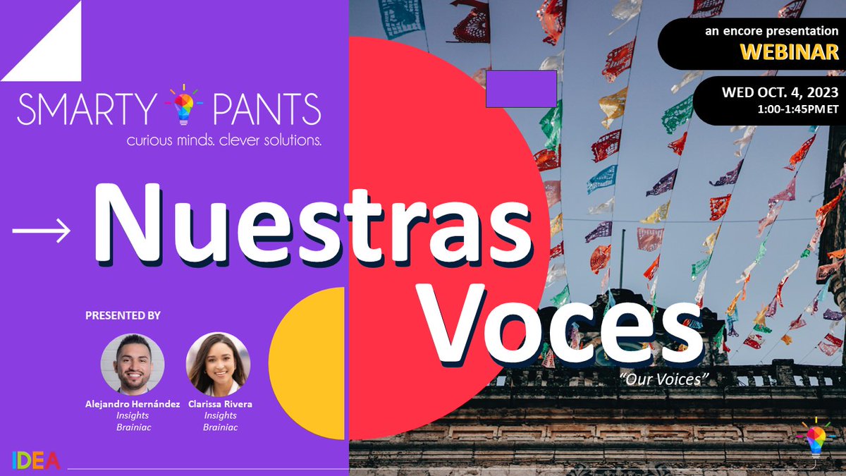 National Hispanic Heritage Month is a great time to expand your cultural literacy about the Hispanic/Latinx/e experience. Join us Wednesday, October 4th at 1pm EDT for a FREE webinar, "Nuestras Voces." Register here: lnkd.in/gkTbqPEf

#freewebinar #hispanicheritagemonth