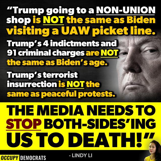 ToutSuiteSinner's tweet photo. Stop #bothsidesing us, FFS.
#Biden and #Trump are NOT the same. https://t.co/tFyEaiXp4S