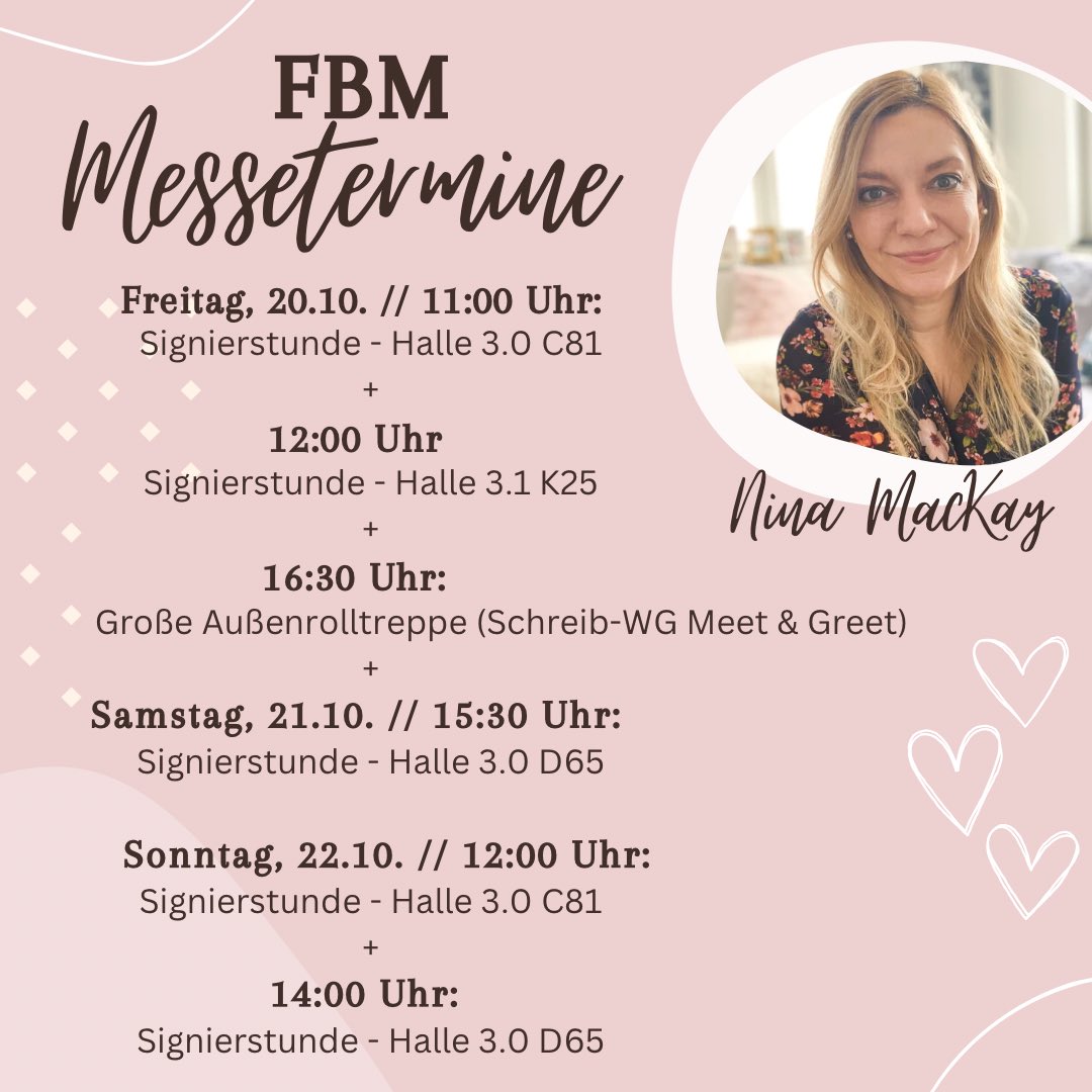 ninamackayautor's tweet photo. Jemand auf der Buchmesse und hat Lust auf ein Treffen?:) https://t.co/zvFMhmxgC9