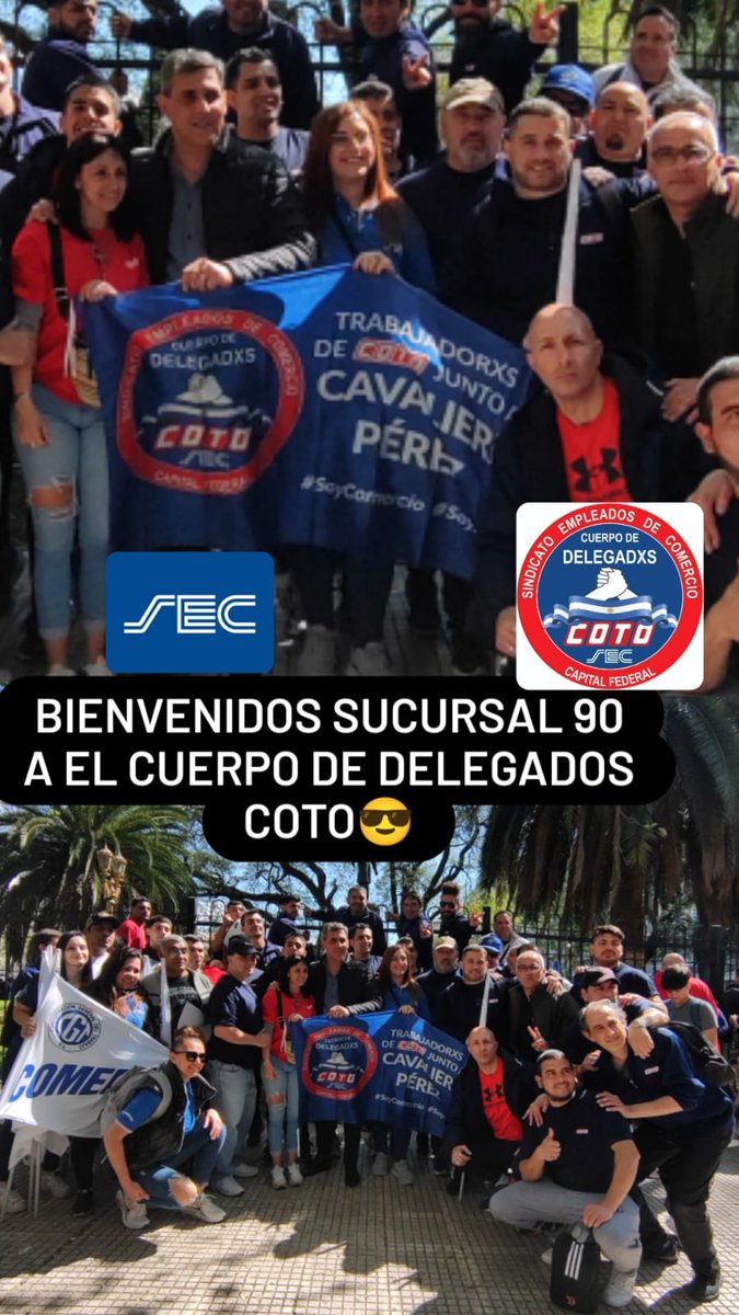 VaneRamos1402's tweet photo. Marcha y alegría por sumar a la sucursal 90 a este CUERPO DE DELEGADOS DE COTO 💪 @CarlosPerezSEC  @BuffonePablo @gabyfranch77 @DanielOveja @RICARDOMBARBAR @tomasff  @cocorojas83 @Montesinocarlo1 @BifariR @emanuelpeddrozo @Sebasju158 @carniza25 @somo https://t.co/5bYkQMIQJK