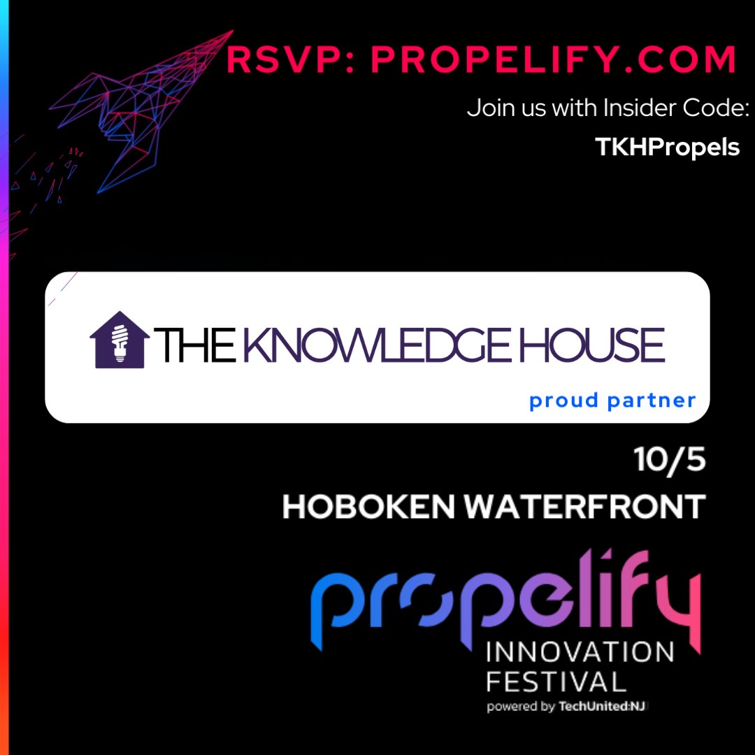 Mark your calendars for October 5th! We're thrilled to be a proud partner of @Propelify 2023! Ready to propel your ideas into action? Use code: TKHPropels for free tickets & register at propelify.com!  #LetsPropel #TechUnitedNJ #AI #Tech