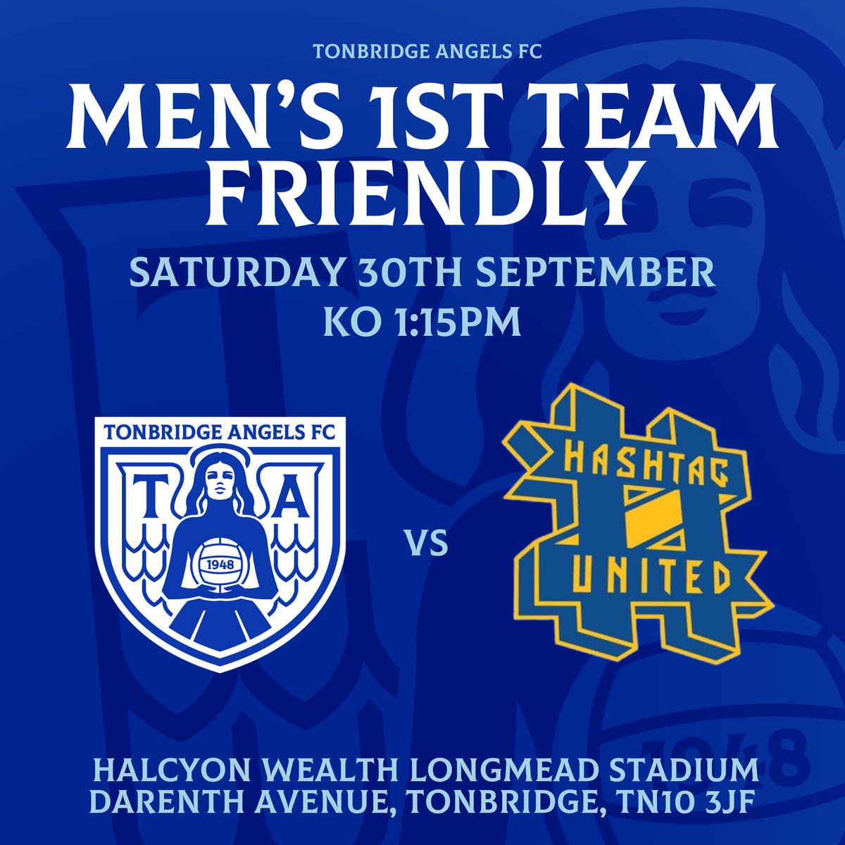 ⚽️ | Friendly Match Tomorrow 

😇🆚<a href="/hashtagutd/">Hashtag United</a> 
📍 Longmead Stadium
⏰ 1:15pm
💰 Adults £5, U18s £1, U12s £0, Angels season ticket holders £0
🍺☕️🍔 Marquee bar &amp; tea hut kiosk 

#COYA #TAFC