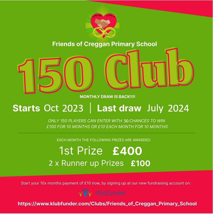 FriendsCreggan's tweet photo. 🌟The 150 club is back🌟 Follow the link and get your tickets before they are gone. Thanks for all the continued support. 
https://t.co/I1YU7vKjLb https://t.co/rDFz8JwoA8
