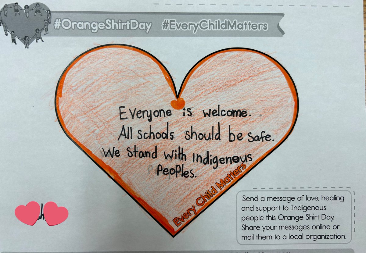 Today is #OrangeShirtDay at <a href="/jcpshdsb/">Joshua Creek</a> and Monday is the National Day for Truth &amp; Reconciliation. In class today, we read stories and discussed the children impacted by residential schools to commemorate survivors, their families and communities 🧡 #everychildmatters