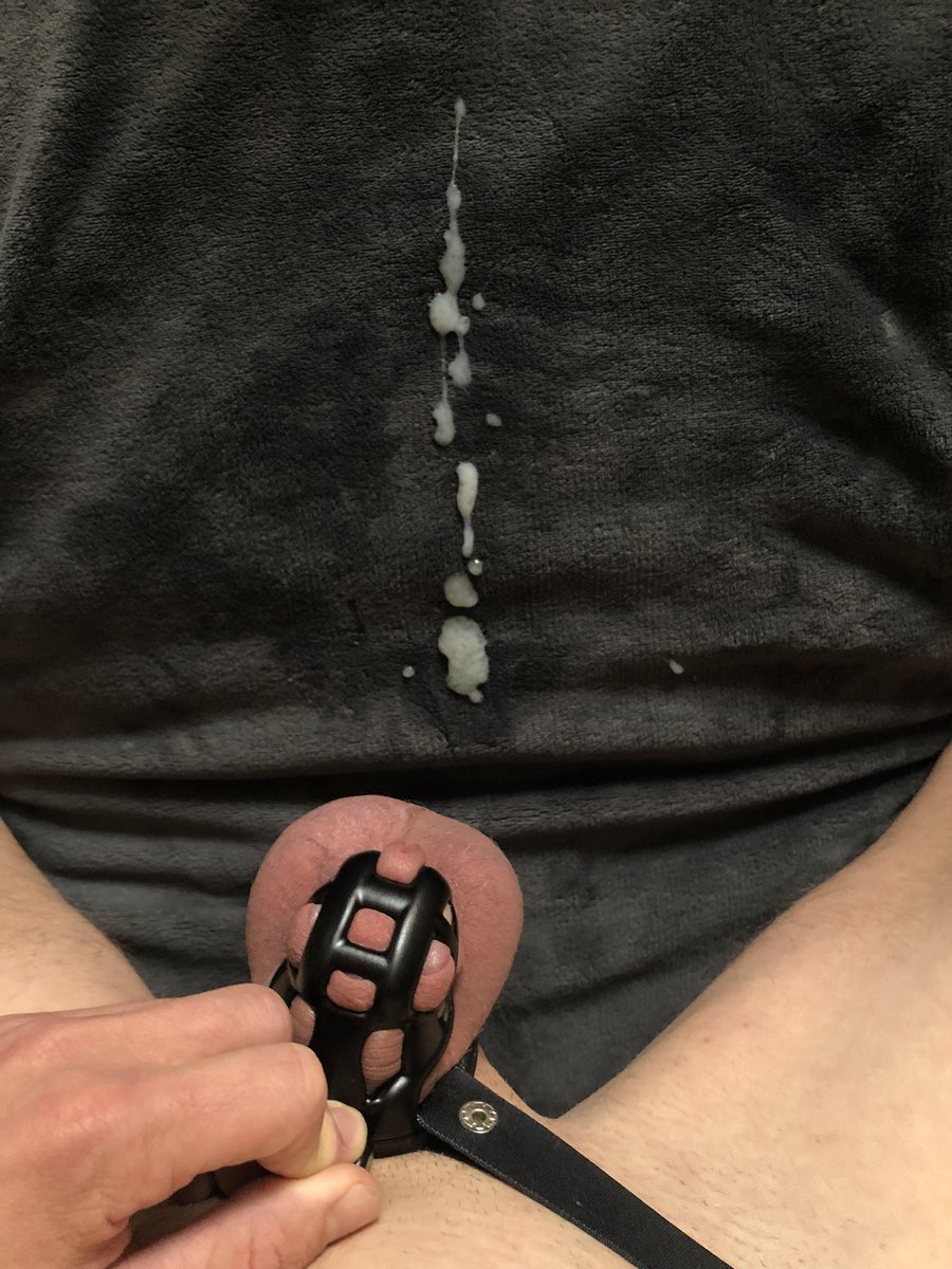 Brick_locked's tweet photo. Day 158/187: Thank you all so much for 5K! Per popular demand here’s a ruined sissygasm 💦. This was my last cum before locktober 😜 🔒 https://t.co/E6sz1d15K2