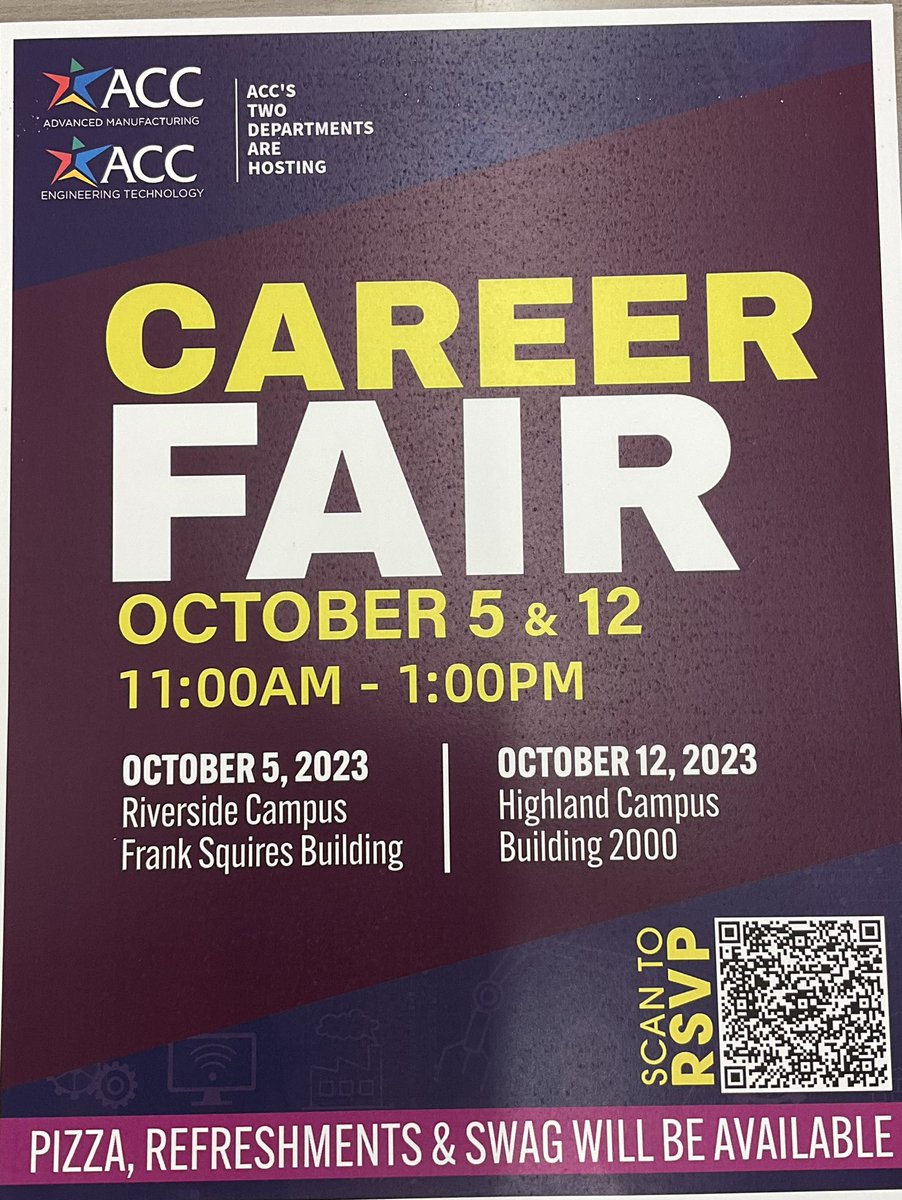 ACCadvancedmfg's tweet image. Industry Career Fair is coming up. Don’t miss this opportunity to meet potential employers.