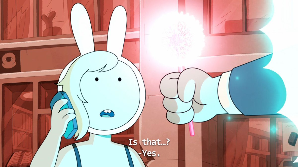 cavehag's tweet photo. fionna and cake spoilers

really cute to see they followed through with this metaphor after all. fionna's world physically manifested as a dandelion: a "weed" in simon's head, but an entire legitimate world thriving with life within the multiverse. planted instead of killed https://t.co/njTuhBZKYp