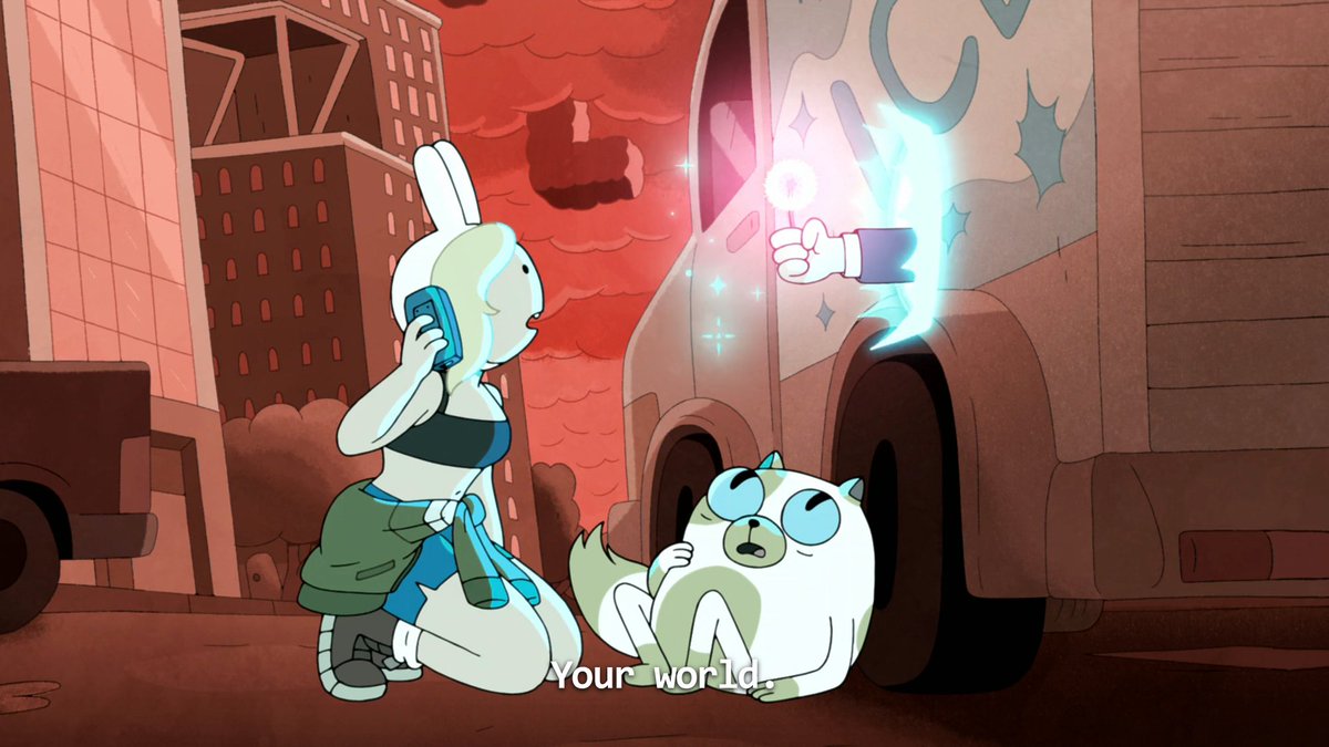 cavehag's tweet photo. fionna and cake spoilers

really cute to see they followed through with this metaphor after all. fionna's world physically manifested as a dandelion: a "weed" in simon's head, but an entire legitimate world thriving with life within the multiverse. planted instead of killed https://t.co/njTuhBZKYp