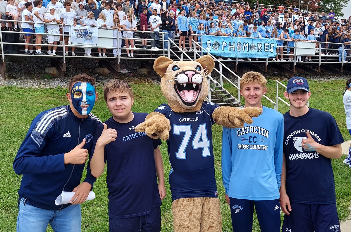 CatoctinUnified's tweet photo. State Champions generate Cougar Spirit at 2023 pep rally! Combined relay team of Varsity Boys Track team &amp; Unified Track team proudly run 4x100 relay @CatoctinHS @SpOlympicsMD https://t.co/JIDsoSOKzD