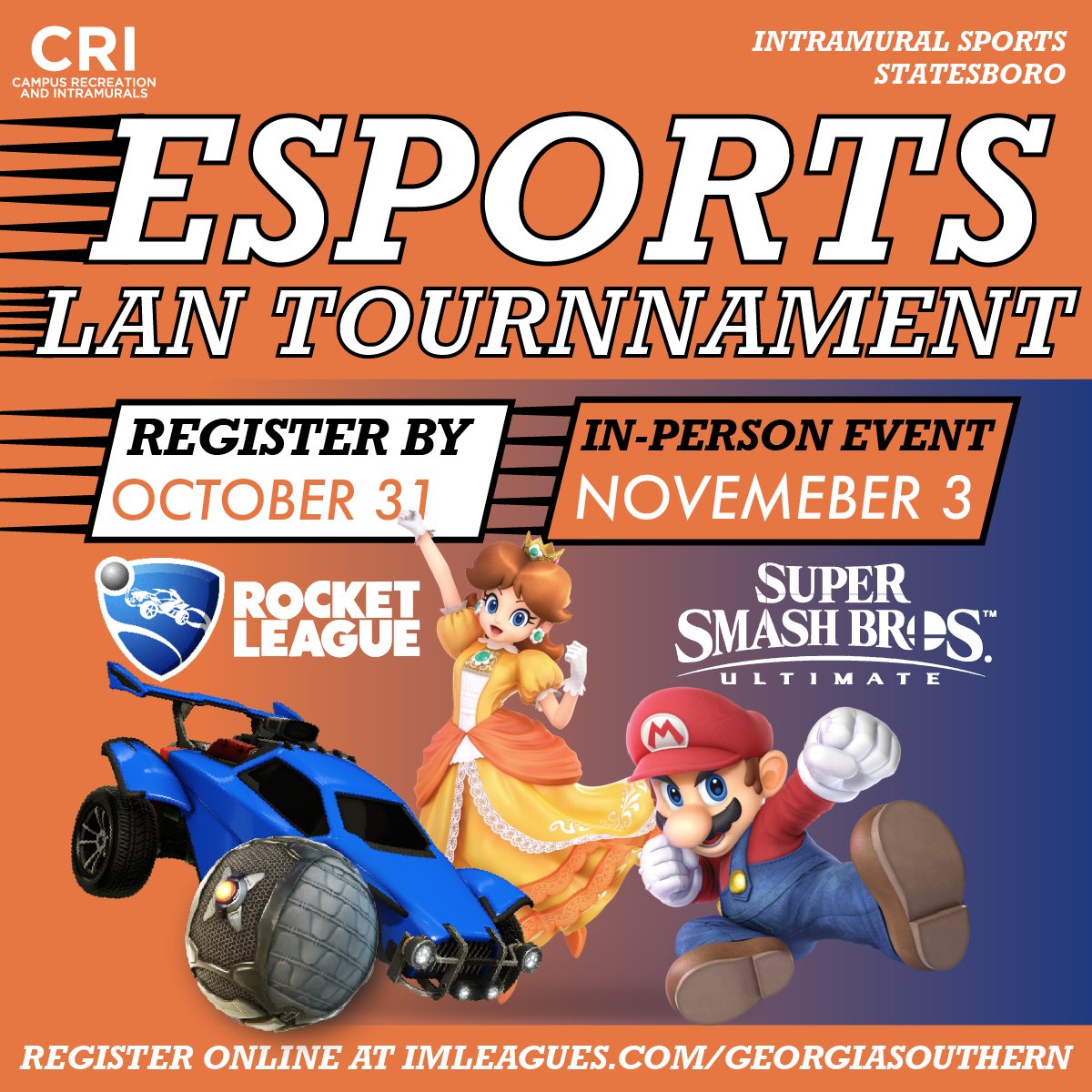 Registration closes TOMORROW for the E-Sports LAN Tournament! If you're interested don't forget to sign up on IM Leagues! #RACLife