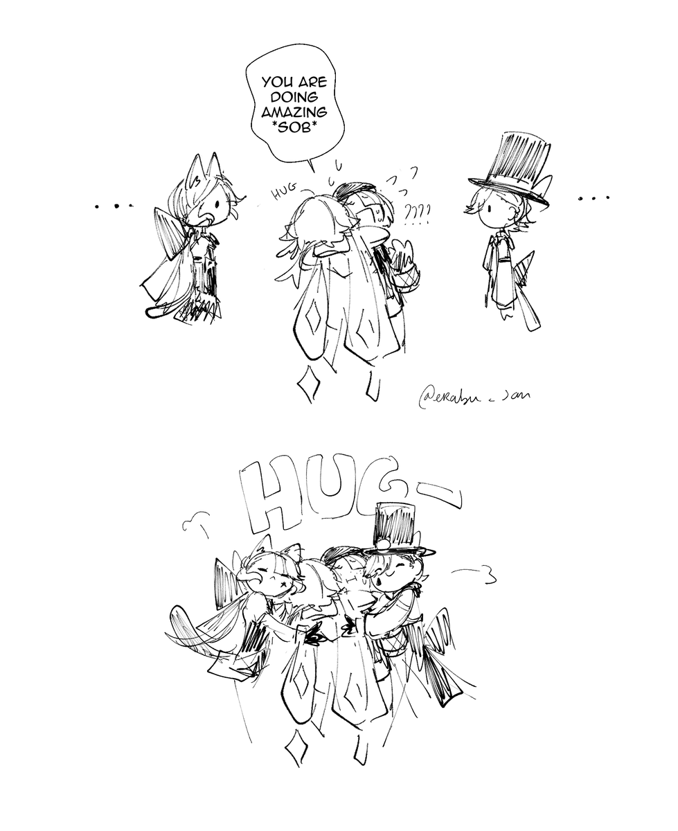 Erabu_san's tweet photo. LIGHT SPOIL ARCHON QUEST 4.1

he deserves hug
#Freminet feat Lyney and Lynette https://t.co/zTKTKEXOSc