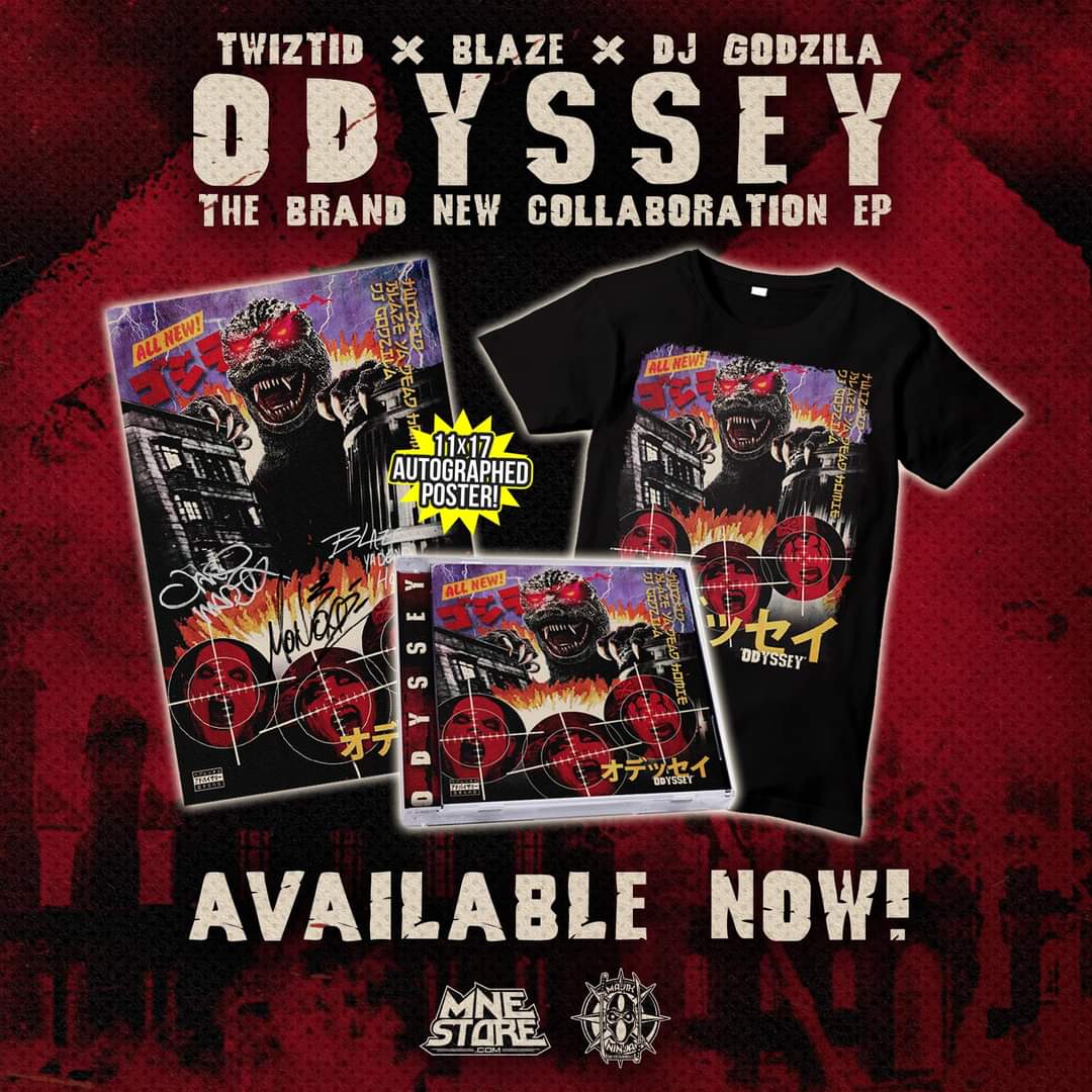 twititnquitit's tweet photo. Get your day going with “Odyssey” 🦖
The brand new EP from
Twiztid , Blaze Ya Dead Homie and produced by DJ Godzila ‼️
Hit up the MNE Store (https://t.co/Rok8BLYglE) to choose a bundle or stream right now 🥷’s 👇
https://t.co/EP6nzQvhDP https://t.co/Ub3aGznyAd