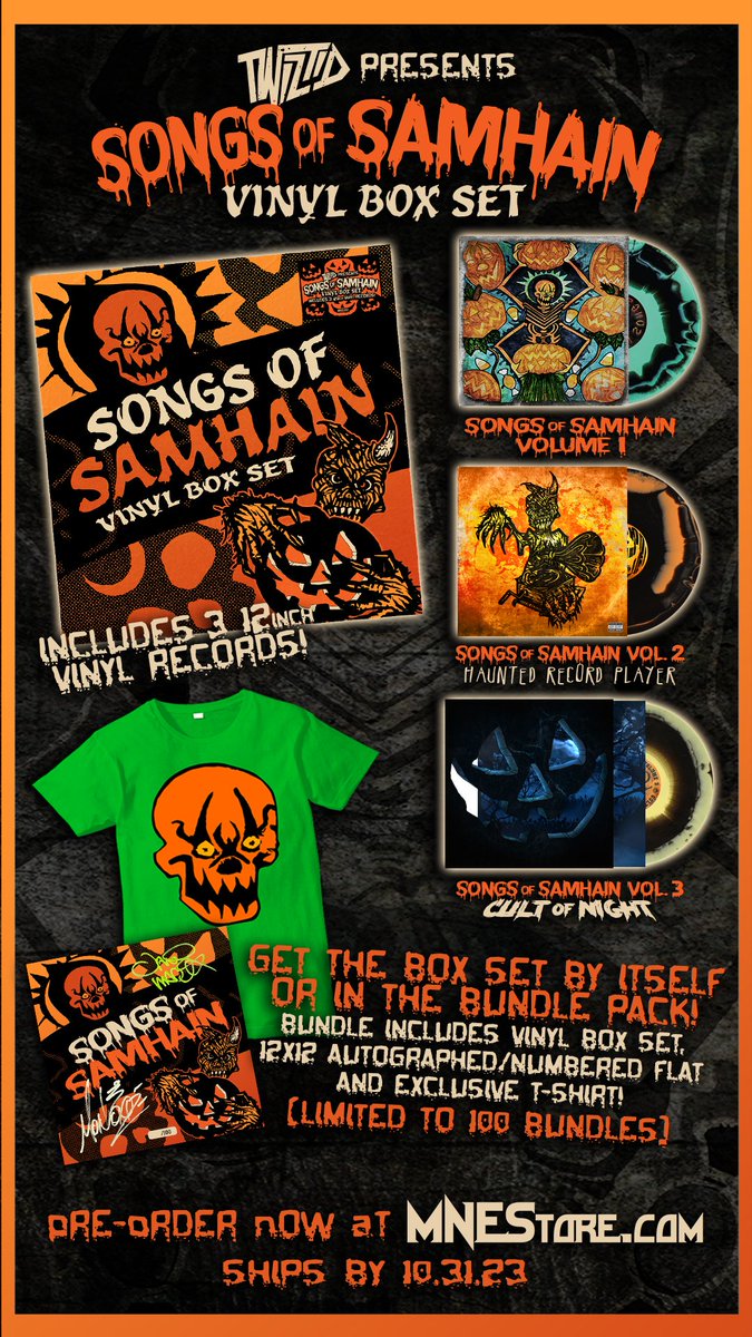 twititnquitit's tweet photo. @tweetmesohard has re released Songs of Samhain on vinyl box set! Limited to 100 Limited edition t-shirts. Get yours now Ninias 👇
@TwiztidShop https://t.co/xxuvZRbsKl