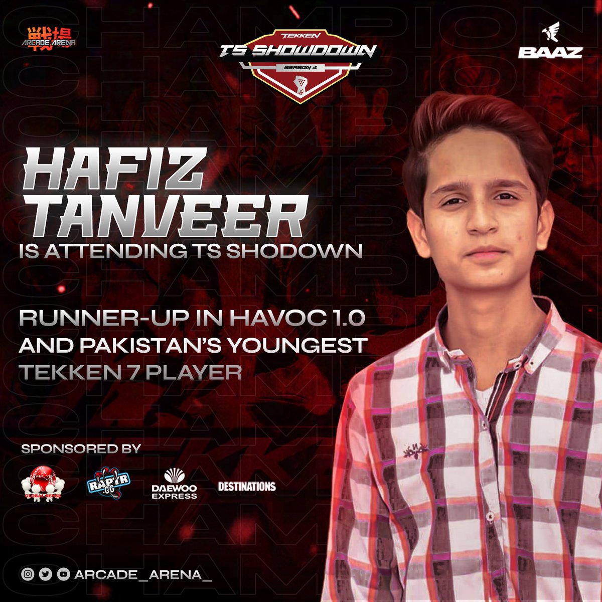 📣 Player Announcement 📣

#HAVOC 1.0 Runner-Up, The Youngest and strongest #Claudio Player <a href="/HafizTanveerTK/">Twis | Hafiz Tanveer</a> will be at <a href="/BAAZ_GG/">BAAZ</a> sponsored #TSSHOWDOWN (Season 4). 💪

Register now:
start.gg/TSSHOWDOWN4

More Player Announcements are on the way. 🤩

#JoinTheGame 🏆