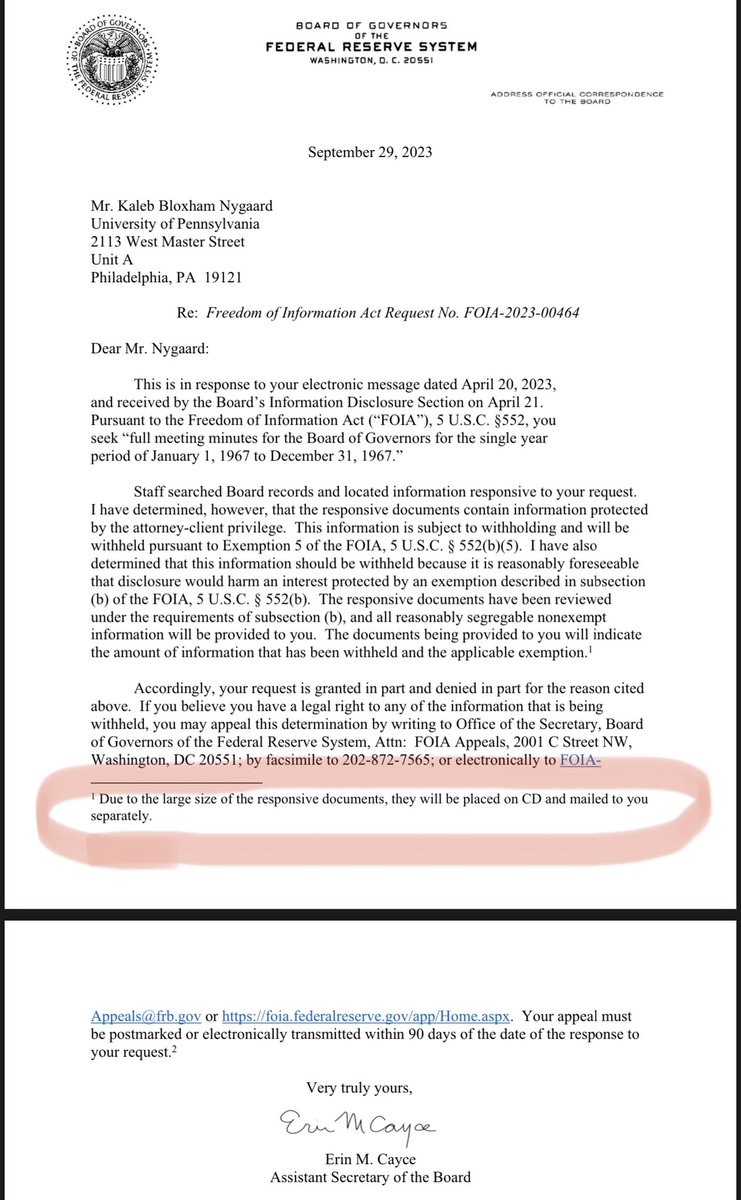 The Fed Board meeting minutes are insanely useful and interesting materials. Until now, they’ve only made public to 1966 (fraser.stlouisfed.org/title/minutes-…)

I will soon extend that to 1967 🎉 🎉

But first I’ll have to somehow get them off……the CD the Board is mailing to me 😂