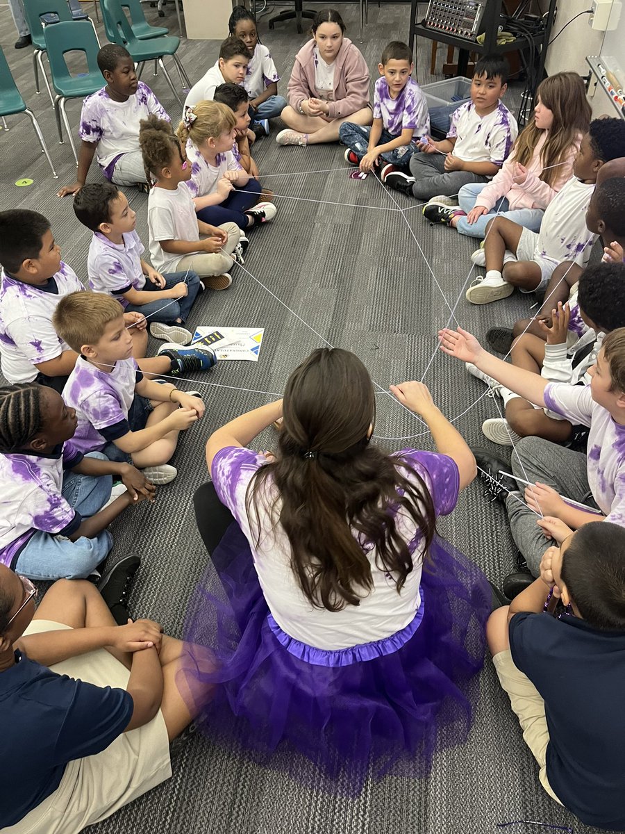 CampanarosClass's tweet photo. Check out our house meetings! Students were able to celebrate attendance, academics, panther of the month and got to know each other through a “Spider web” activity! 6 houses, 1 school! Go panthers @HCPSForestHills https://t.co/R8wegWlxXs
