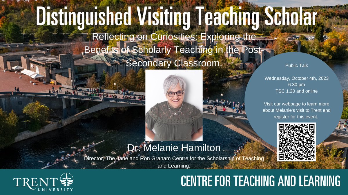Trent Centre for Teaching & Learning (@trentuteaching) on Twitter photo Join us for "Reflecting on Curiosities: Exploring the Benefits of Scholarly Teaching in the Post-Secondary Classroom" with Distinguished Visiting Teaching Scholar Dr. Melanie Hamilton on Oct. 4 at 6:30pm <a href="/TrentUniversity/">Trent University</a>. All welcome!
trentu.ca/news/story/378… Join us for "Reflecting on Curiosities: Exploring the Benefits of Scholarly Teaching in the Post-Secondary Classroom" with Distinguished Visiting Teaching Scholar Dr. Melanie Hamilton on Oct. 4 at 6:30pm <a href="/TrentUniversity/">Trent University</a>. All welcome!
trentu.ca/news/story/378…