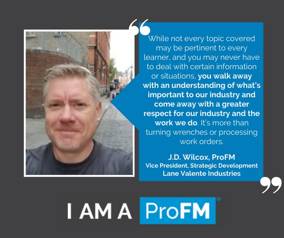 profmcredential's tweet image. Wondering how ProFM can help advance your career? Just ask J.D. Wilcox, ProFM. 

Want to hear more? Explore other ProFM&apos;s stories: okt.to/FBenIv

#TransformFM #FacMan #FacilitiesManagement