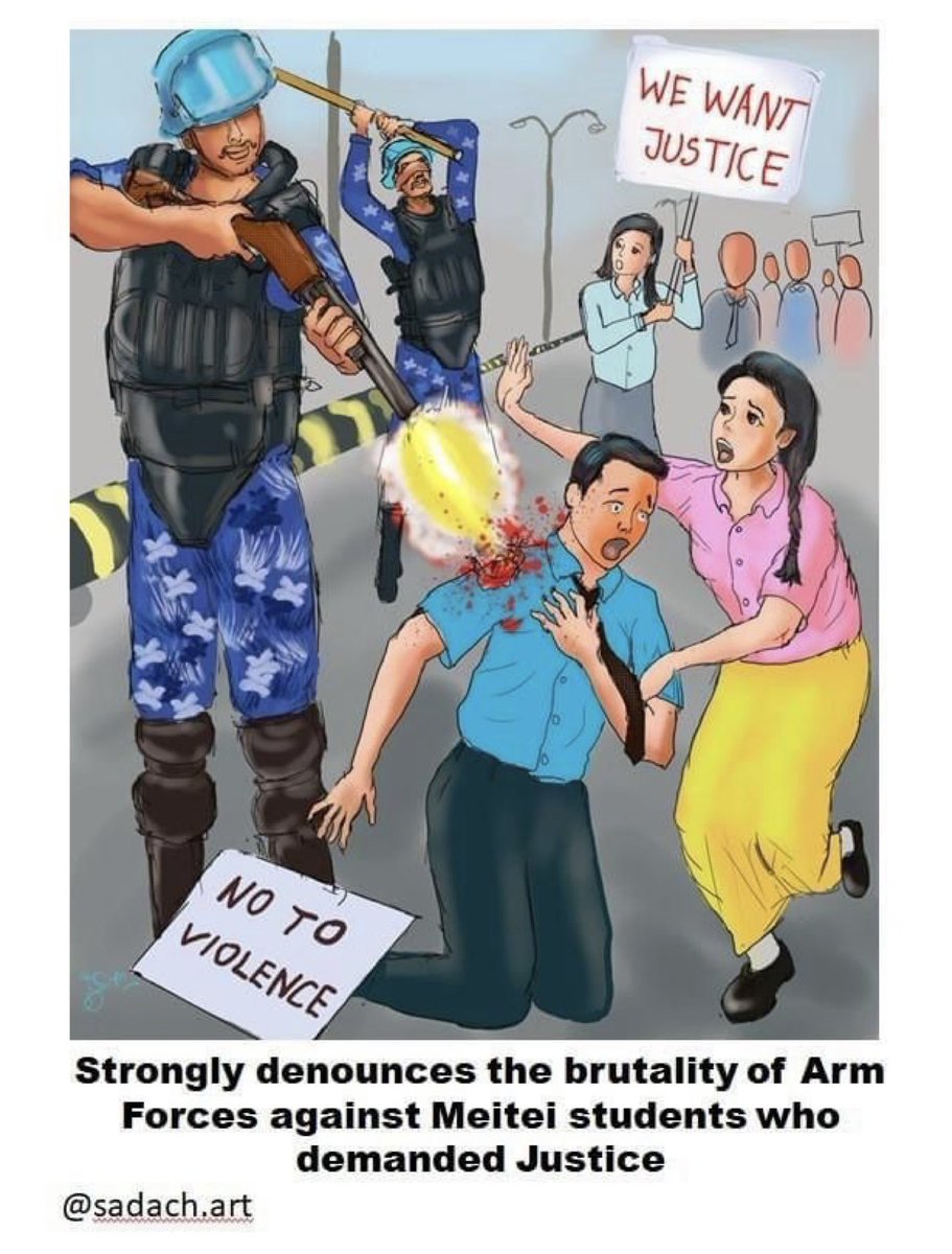 rosy_heisnam's tweet image. The unarmed students who demand #JusticeForLinthoingambiAndHemanjit were brutally beaten and dragged on the road by our supposed “Saviours” sent by the Govt to safe and protect us. They didn’t even spare girls.We strongly condemn their act.
#SaveRight2Protest 
#ProtectArticle19