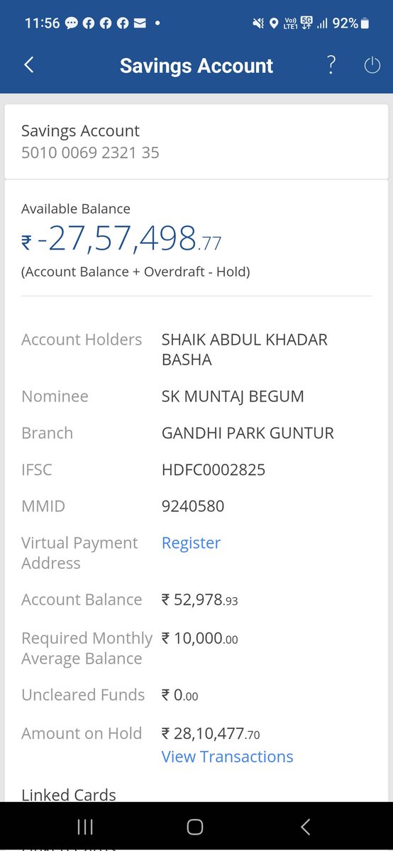 GrgBikes's tweet photo. @CarebyHDFC_HL my account has hold balance of amount  -27,57,498.77 rs .since it was a sunday.i rushed to the bank on next working day that is on 11-09-2023 the manager of gandhinagar park branch is unable to address the problem.since it was a huge amount it is affecting my https://t.co/YLUCvRyKLZ