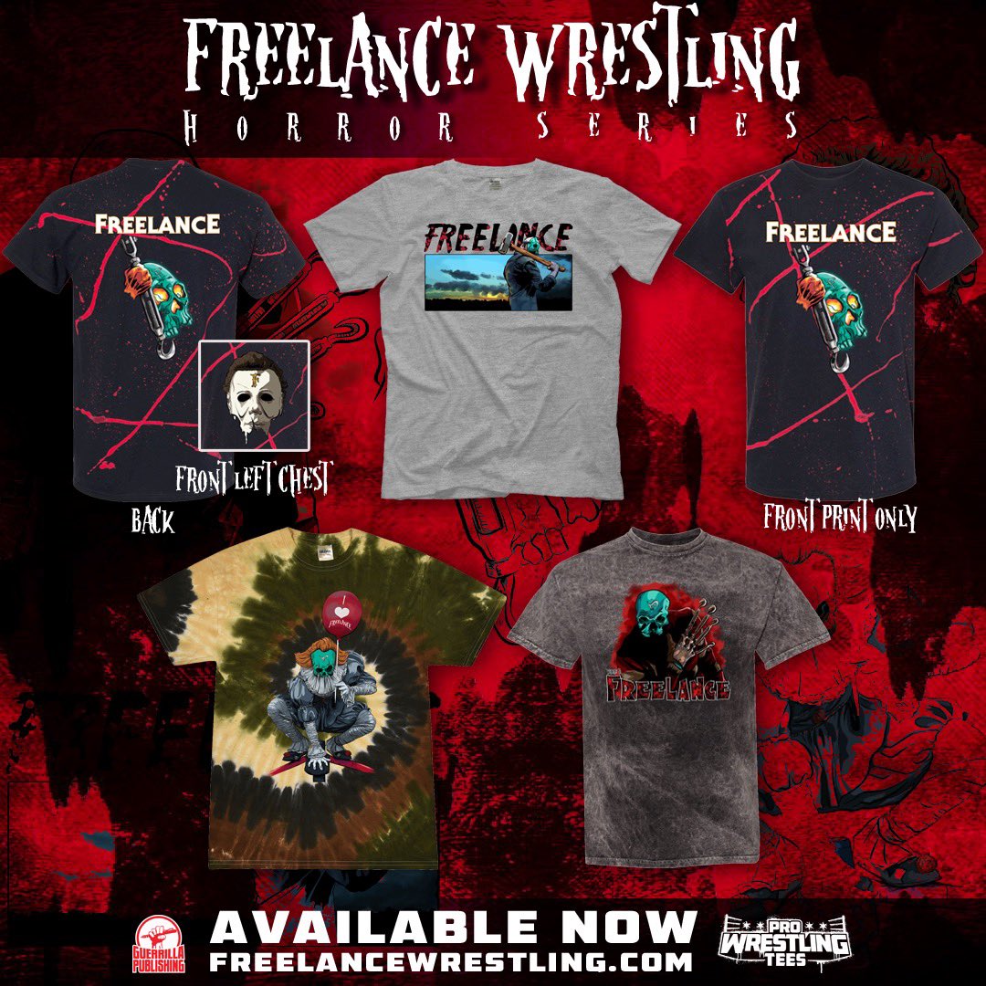 Super excited to announce that the <a href="/FreelanceWres/">Freelance Wrestling</a> Horror Series shirts are now available at <a href="/PWTees/">Pro Wrestling Tees</a>  Link in bio 
#horror #horrorshirts #shirts #horrormovies #pennywise #it #freddykrueger #nightmareonelmstreet #jason #fridaythe13th #halloween #michaelmyers