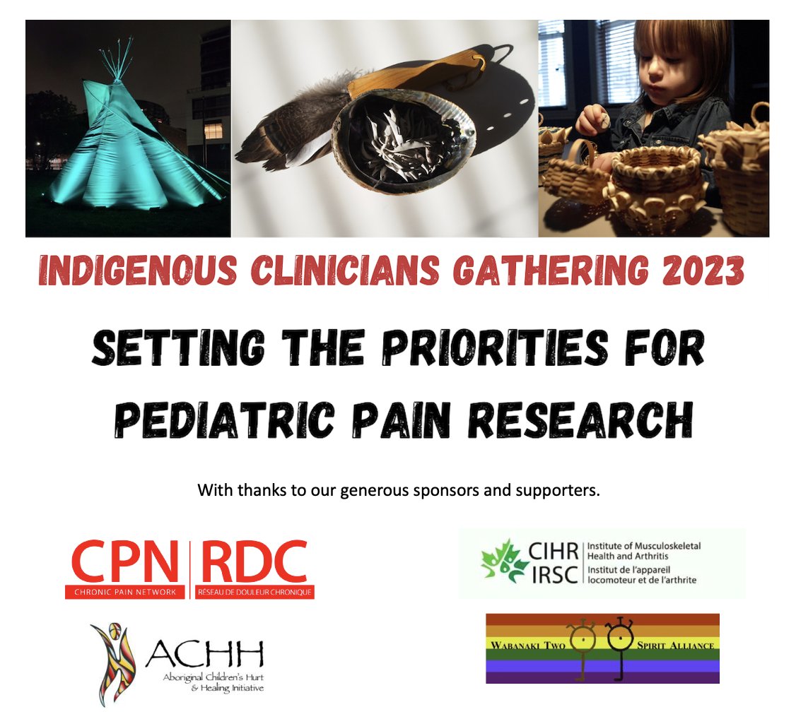 Chronic Pain Network (@cpn_rdc) on Twitter photo Follow our account tomorrow on #NDTR to get updated on our 1st Indigenous Clinicians Gathering taking place to set the priorities for pain research for Indigenous children and youth.
Thanks to supporters <a href="/CIHR_IMHA/">CIHR-IMHA Community</a>, <a href="/ACHHInitiative/">ACHH Initiative</a>, and <a href="/W2SAlliance/">Wabanaki Two Spirits</a> for making this happen. Follow our account tomorrow on #NDTR to get updated on our 1st Indigenous Clinicians Gathering taking place to set the priorities for pain research for Indigenous children and youth.
Thanks to supporters <a href="/CIHR_IMHA/">CIHR-IMHA Community</a>, <a href="/ACHHInitiative/">ACHH Initiative</a>, and <a href="/W2SAlliance/">Wabanaki Two Spirits</a> for making this happen.
