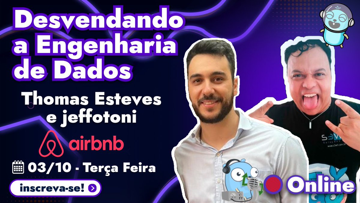 Fala comigo golerinha 😍! 
O que acham se falarmos sobre a Engenharia de Dados 😁?

📅 [03/10/2023] 🎧 encurtador.com.br/cpDH2

#GoCast #go #golang #Airbnb #oportunidade #desenvolvimento #brz #BigData #Hadoop #Spark #ETL #DataLakes #Warehouses #Apache