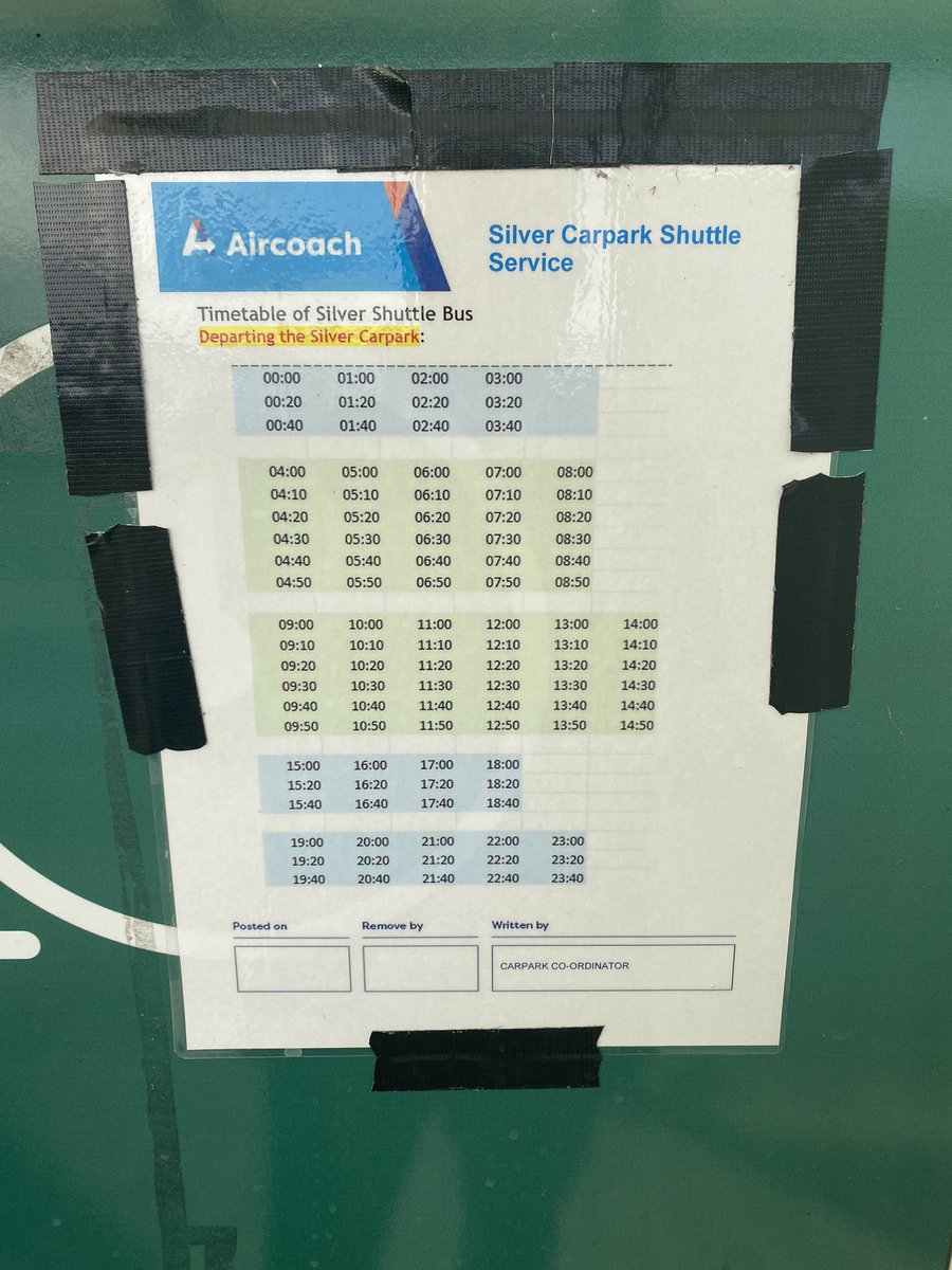 NeilMcalpine's tweet photo. @Aircoach great to have this, but please please can you stick to it. Watched 1640 bus drive off at 1634 as I got to the car park. It’s now nearly half an hour till the next one! https://t.co/nfa2Q32yH5
