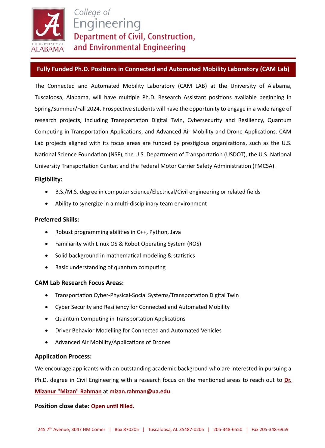 research assistant phd positions