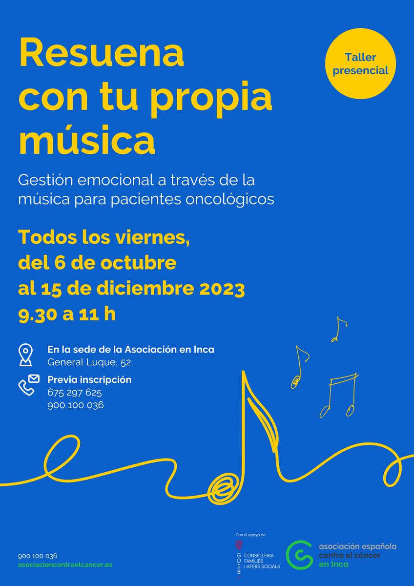 Aimara77595216's tweet photo. #Musicoterapia en Inca @incaciutat @Paucatala   @ContraCancerIB @HospitaldeInca  Aún quedan 3 plazas! https://t.co/JirFwMkIc3