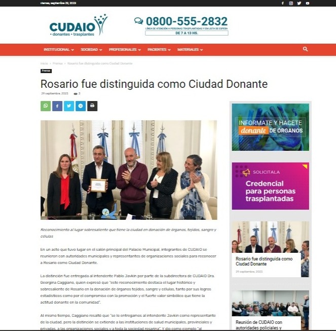 ✅ La distinción fue entregada al intendente Pablo Javkin por parte de la subdirectora de CUDAIO Dra. Georgina Caggiano.

🌐 Ingresá a la nota y enterate los detalles! 😊👇

acortar.link/OXh5sw