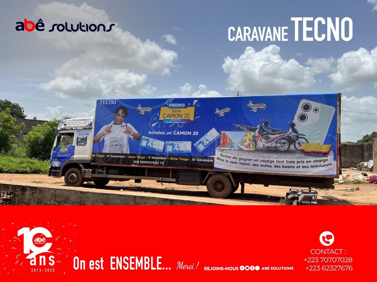 SolutionsAbe's tweet photo. Nous assurons la grande caravane  TECNO Mobile 

Planning By abe solutions Conseil 

abe solutions, nous sommes la solution 😊😊

☎️ +223 70707028 ou 62327676

#abesolutions #planning #caravane #lancementmarque #lancementproduit #TECNOMobile #lancemententreprise https://t.co/uSUezPm7Wl