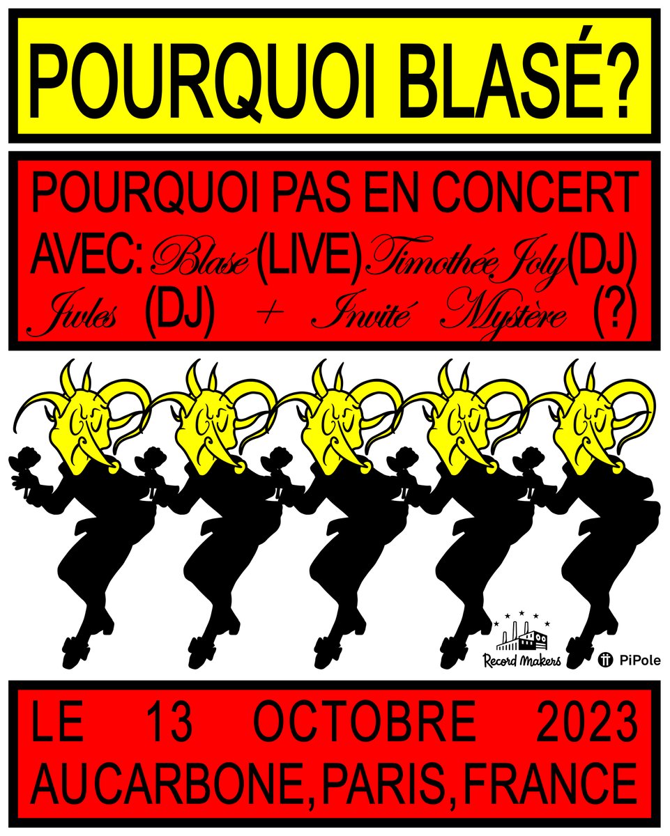 🎭 𝙋𝙊𝙐𝙍𝙌𝙐𝙊𝙄 𝘽𝙇𝘼𝙎𝙀́? release party

<a href="/damn_blase/">Blasé</a> 𝙡𝒊𝙫𝒆

DJ sets de 𝘛𝘪𝘮𝘰𝘵𝘩𝘦́𝘦 𝘑𝘰𝘭𝘺, <a href="/shahjwles/">JWL€S</a> et ❓❓❓

Vendredi 13 octobre
𝑪𝙖𝒓𝙗𝒐𝙣𝒆 (Paris)

🎫 link.dice.fm/q3dd0d0fd710