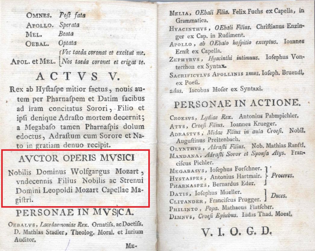 As young as eleven, Wolfgang Amadé Mozart composed „Apollo &amp; Hyacinthus“ for the university (1767). On the evening of the performance, he “gave exquisite samples of his harpsichord artistry to the professors, who were weakened by blood-letting.”