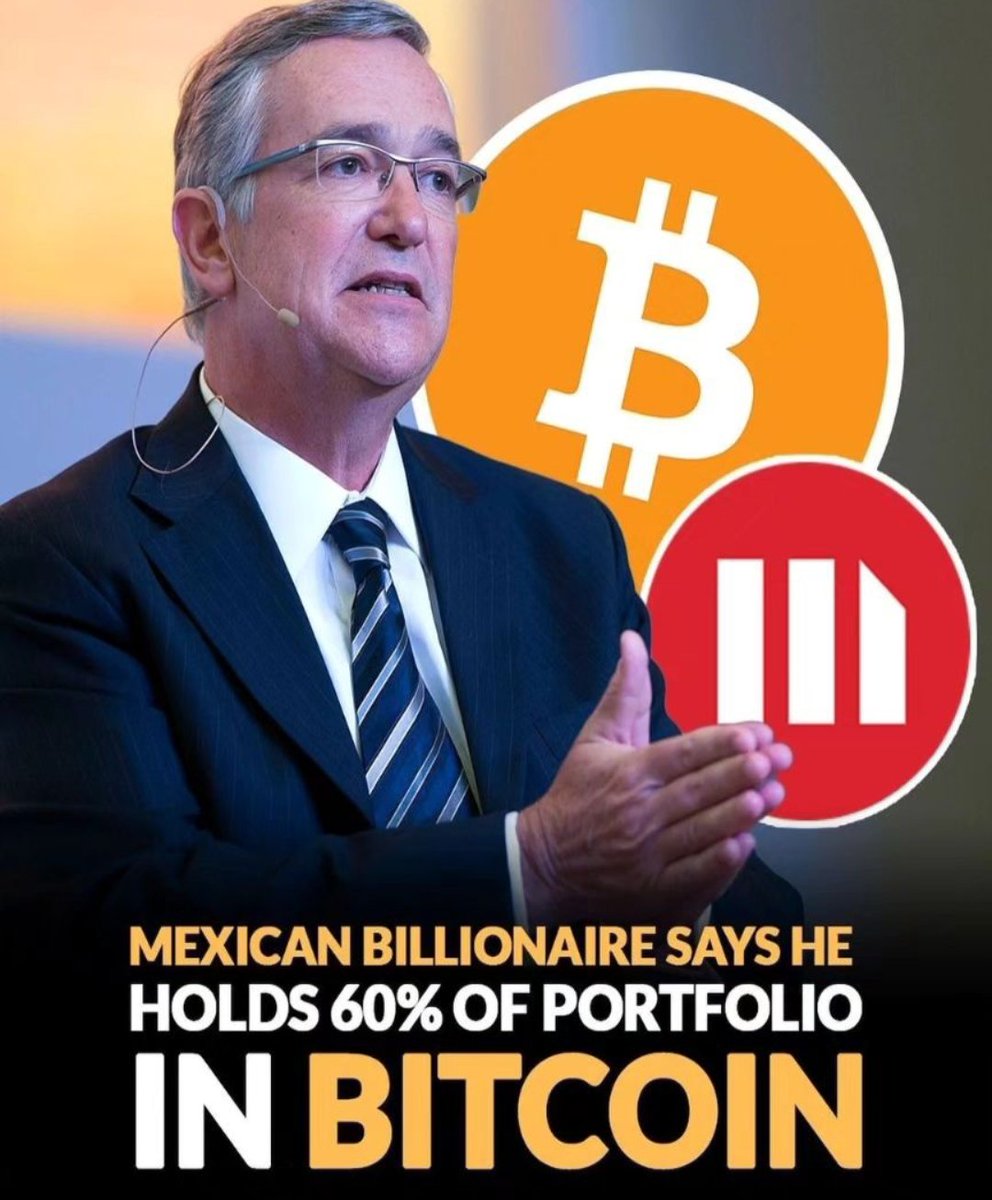 Breaking News 🚨
MEXICAN BILLIONAIRE SAYS HE HOLDS 60% OF PORTFOLIO
IN #BITCOIN