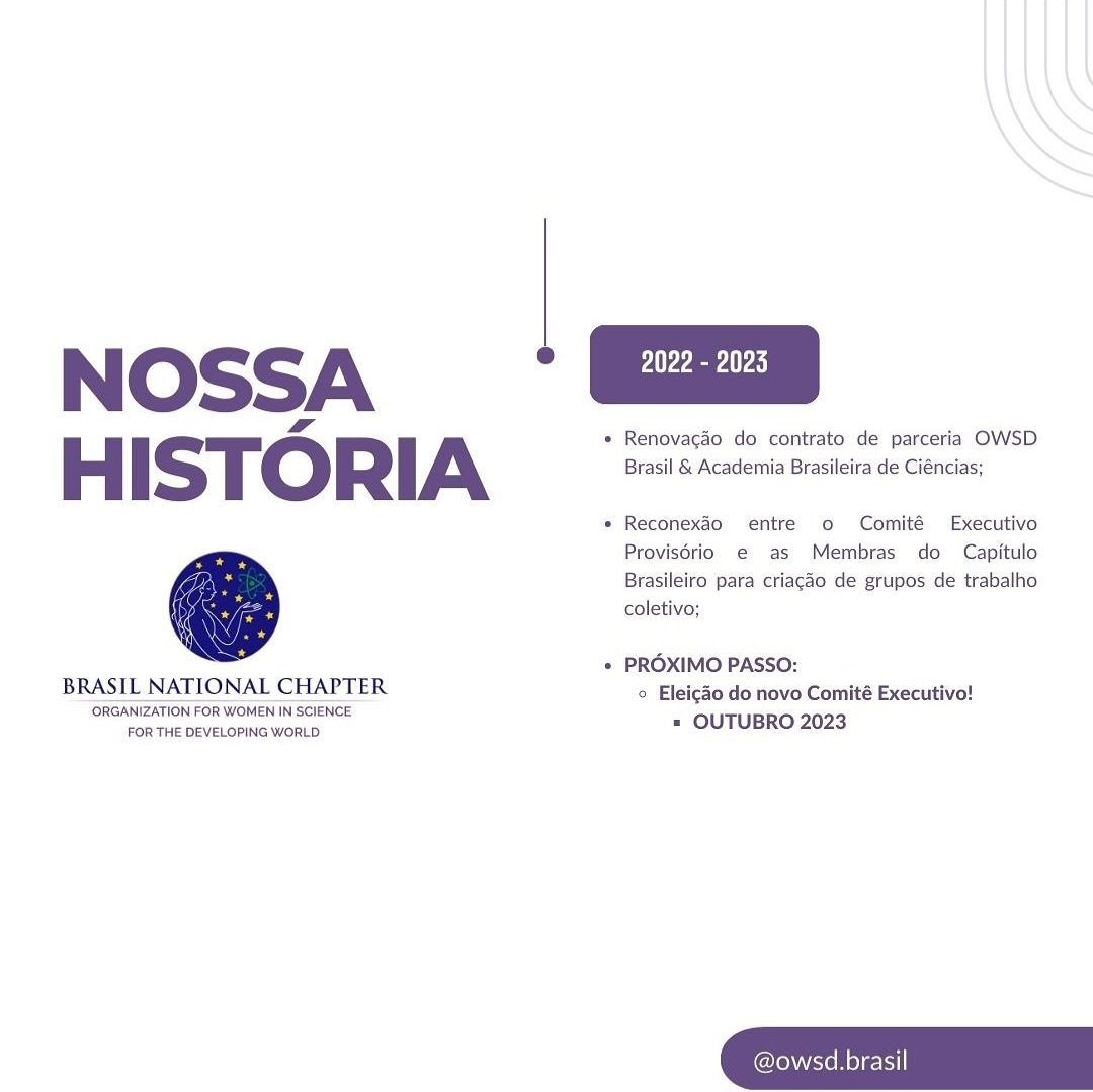 Um pouco sobre a nossa história... vem conferir 😉 #OWSDCapítuloBrasil #MulheresNaCiência #OWSD
