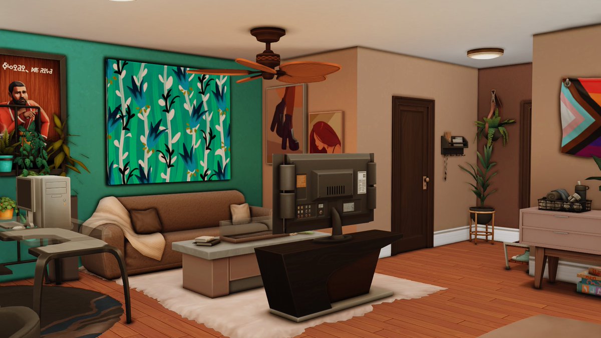 tenaicious_'s tweet photo. A studio apartment for a plant-enthused culinary student using @XureilaYT's beautiful #modernluxekit and the new #HomeChefHustle stuff pack. I'm obsessed 😍😩 #ShowUsYourBuilds https://t.co/owEVE2N5a1