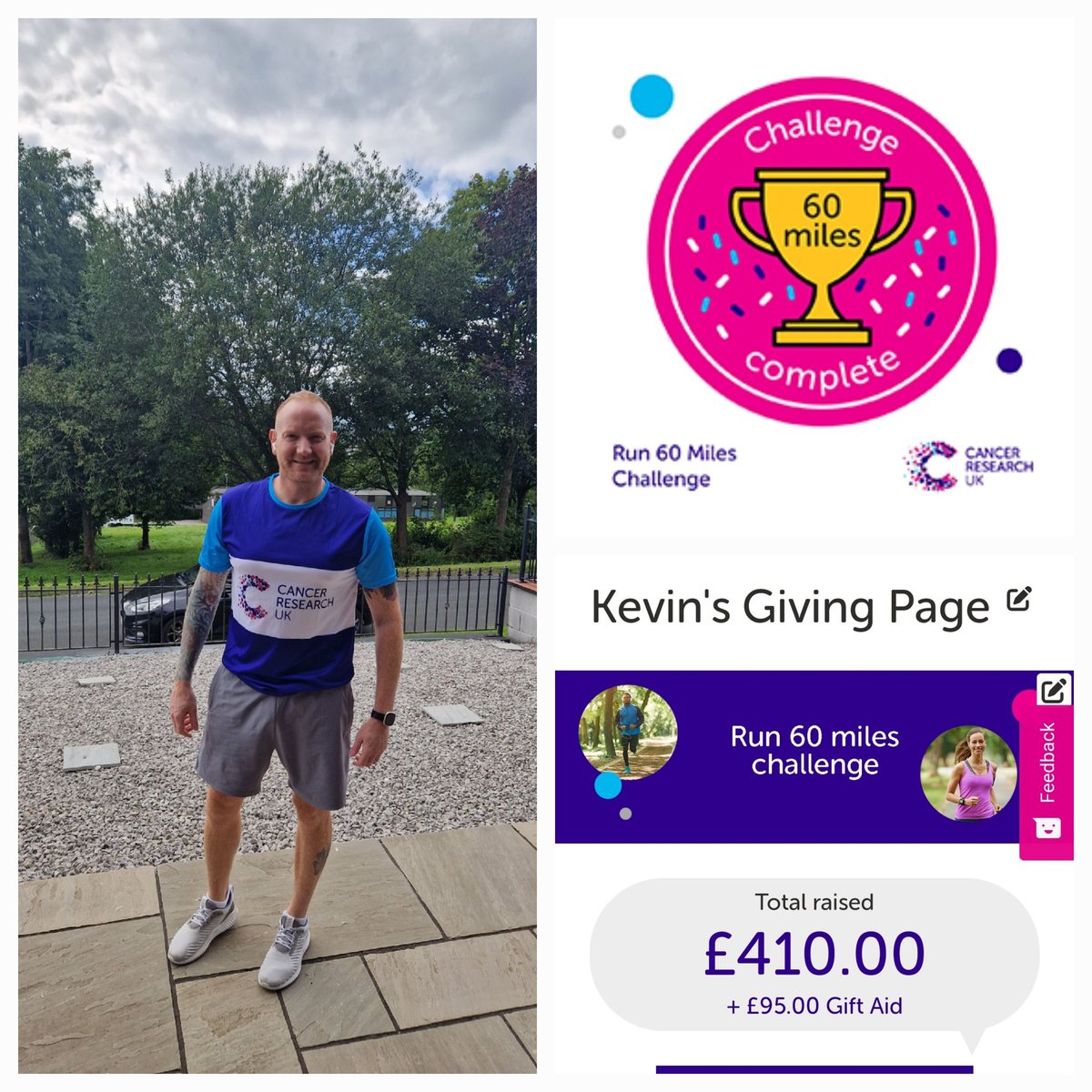 gingerkev33's tweet photo. 60 miles in September challenge completed 🏃‍♂️ Thank you to my family and friends for all of your support and donations. 
Cancer affects so many people, and hopefully, with all your kind donations, we can help the true heroes who provide care and research for so many. 💙 @CR_UK https://t.co/tv9uyebStu