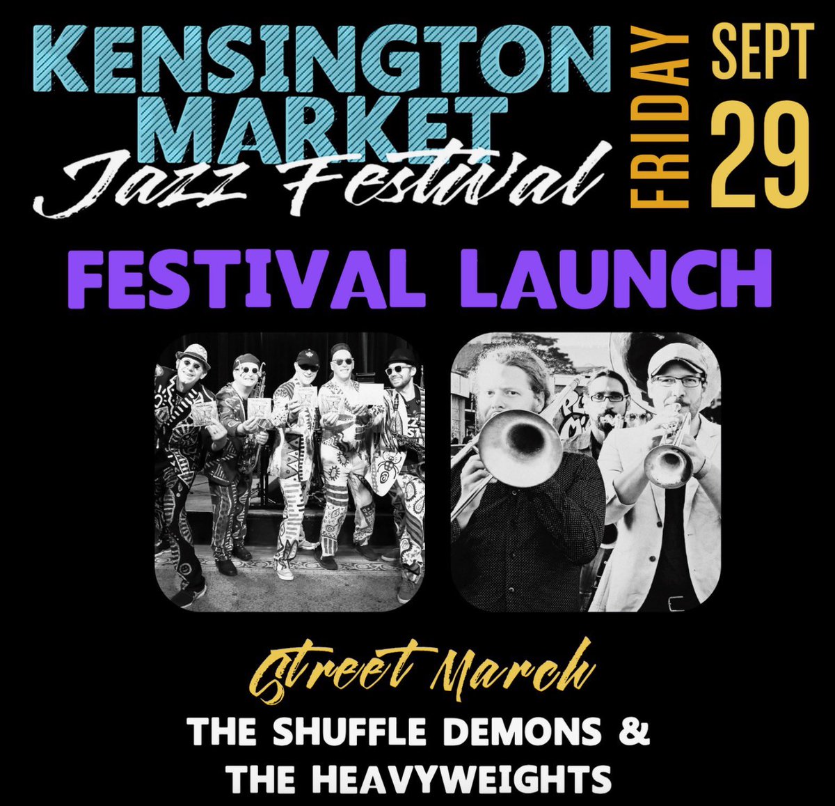 Today at 7pm it’s a fantastic street parade with @HeavyweightsBB and @ShuffleDemons to kick off the @kensingtonjazz See you there and at venues in the market all weekend for outstanding local jazz!