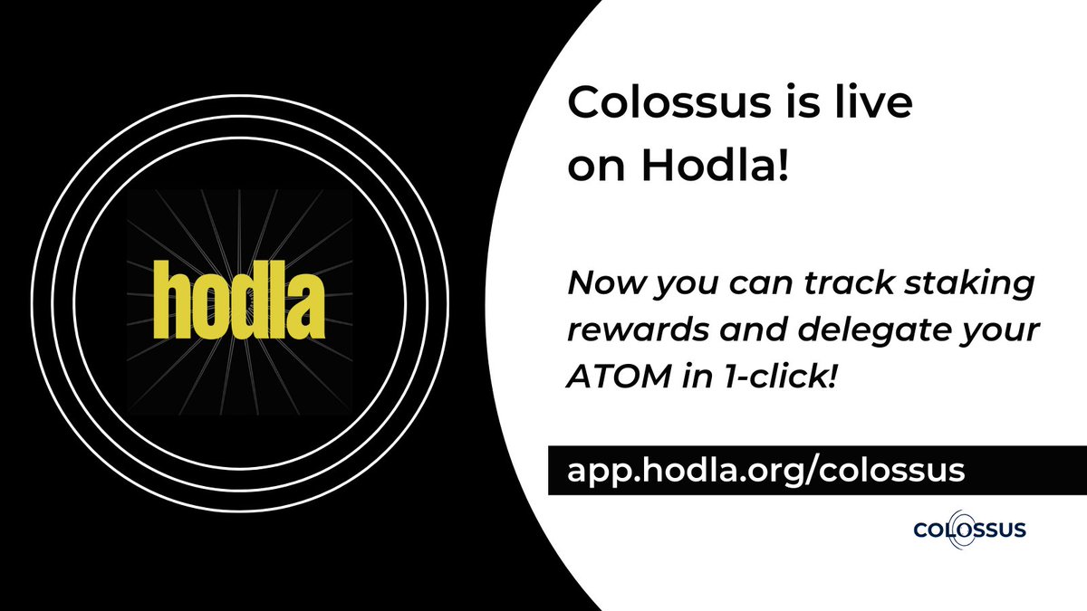 ColossusItaly's tweet photo. Colossus is live on Hodla!

We are thrilled to announce that now you can delegate your Atom to Colossus in 1-click thanks to @HodlaOrg !

Click here ➡ https://t.co/XFkBMFViqu