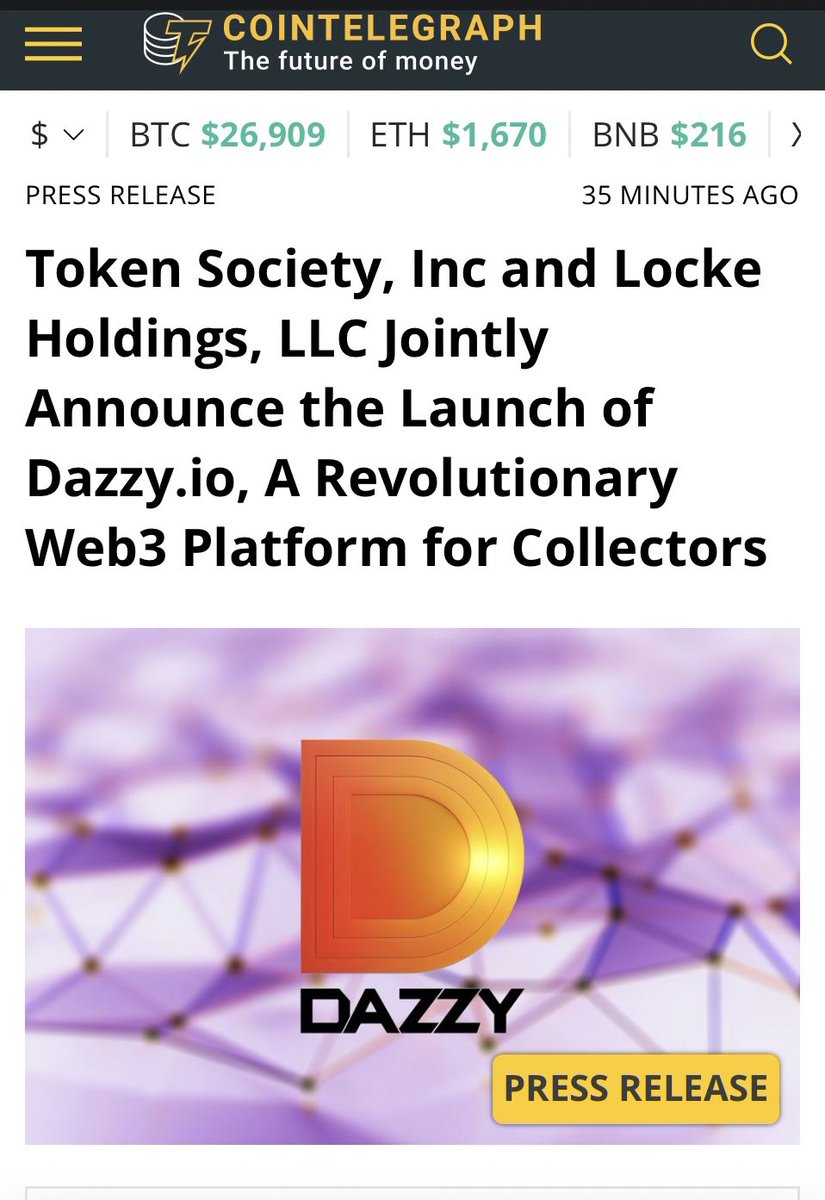 Officially announced the launch of Dazzy in <a href="/Cointelegraph/">Cointelegraph</a> today 😎