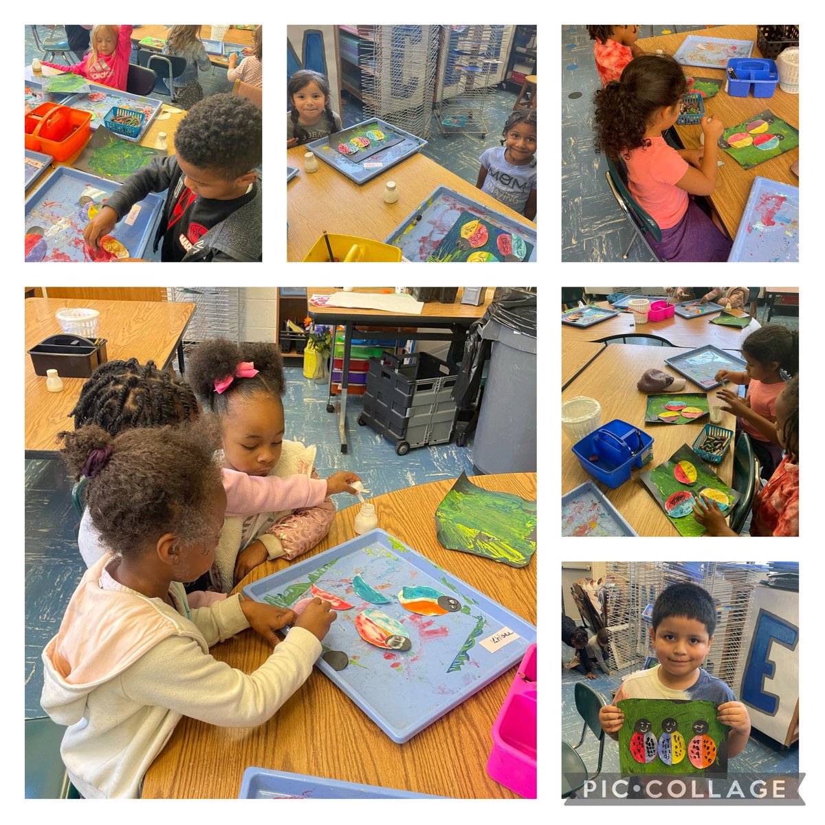 MCEMustangArt's tweet photo. Kindergarten mustangs making ladybugs showing primary and secondary colors! 
#mustangsrock #collage #color @iammrsbolds #YouBelonginHenry
#WinningForKids @allisonfoles @iammrsbolds @MediaNikkiAdams @MtCarmelES_HCS https://t.co/bLUCENx4m0