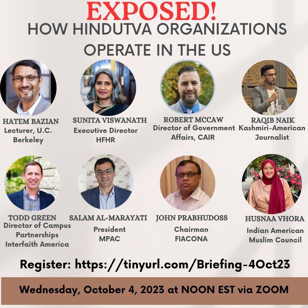 IAMCouncil's tweet photo. Join us for a virtual exposé on Hindutva organizations in the US. Uncover the essential insights you need!
🗓️ Oct 4th, 2023
🔗 Register here: https://t.co/BYDjfZ6Mfw #Hindutva #USOrganizations #Briefing" https://t.co/5lsxsttOmp