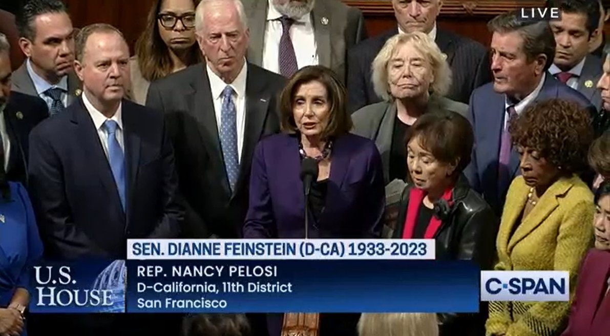 #RIPDianneFeinstein Speaker Emerita Nancy Pelosi leads a tribute and moment of silence on the House floor for Senator Dianne Feinstein.