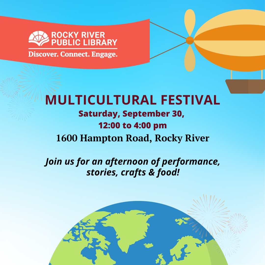 RRPL's tweet image. Join us for a Multicultural Festival featuring performers, stories, crafts and food this Saturday! #rrpl #libraryprograms #libraries