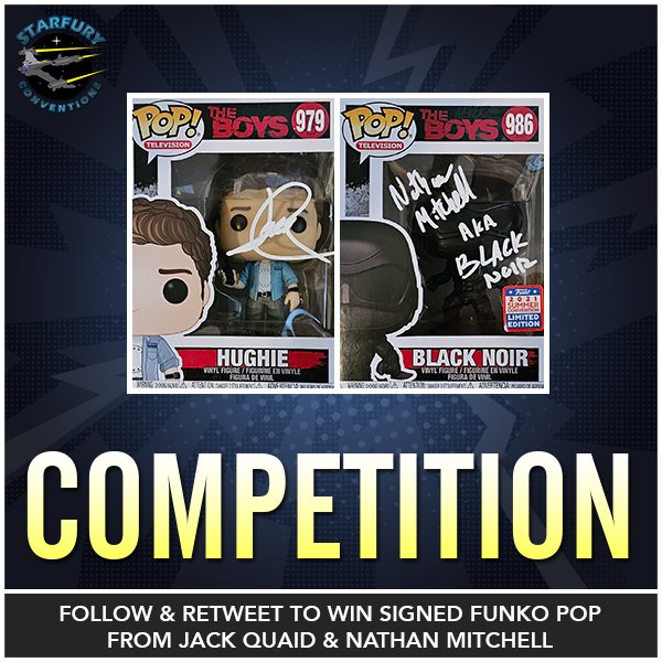 It's #competition time! To celebrate the launch of the spin-off series from #theboys, #genv, we're giving away @OriginalFunko of Hughie & Black Noir, signed by @JackQuaid92 & @itsNateMitchell For a chance to win, just follow us & retweet this post! Winner chosen on Sunday.