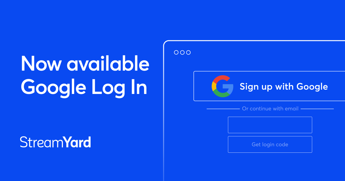 streamyardapp's tweet photo. Did you know? 🤯
You can login to StreamYard with your Google account - making it faster and easier than ever!
Try logging in with Google the next time. One less password to remember!
Learn more here: https://t.co/BjLY6t4x9Z
#StreamYard #GoogleLogin https://t.co/ffSrZ7x0Hz